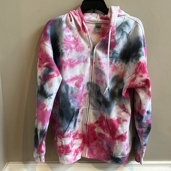 Gildan Tie Dye Zip Up Heavy Blend Hoodie Size Medium - Picture 1 of 6